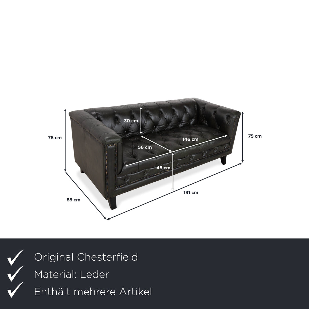 Chesterfield Leder Dreisitzer Rot Braun Grün Sofa Couch Vintage