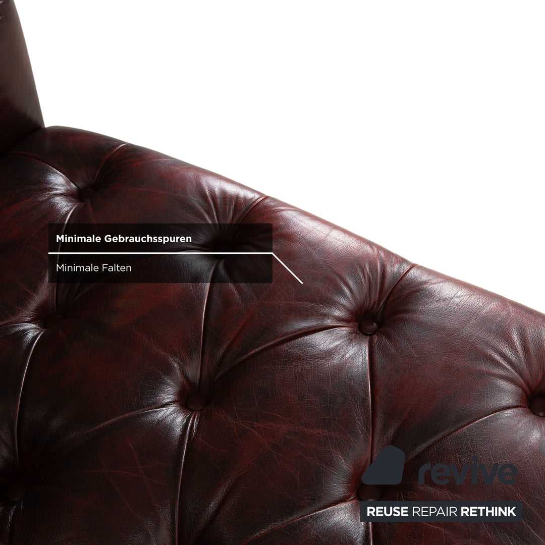 Chesterfield Leder Dreisitzer Rot Braun Grün Sofa Couch Vintage