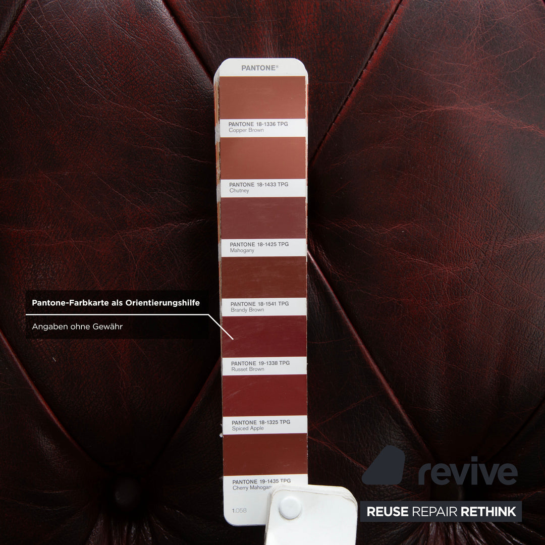 Chesterfield Leder Dreisitzer Rot Braun Sofa Couch Vintage