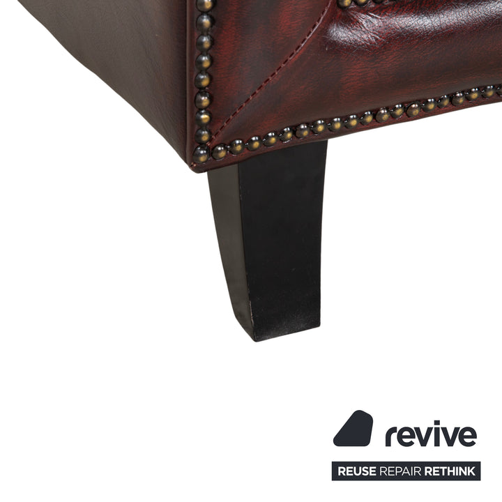 Chesterfield Leder Dreisitzer Rot Braun Sofa Couch Vintage