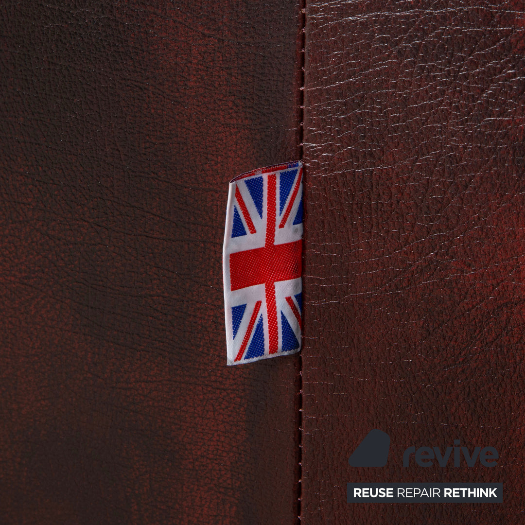 Chesterfield Leder Dreisitzer Rot Braun Sofa Couch Vintage