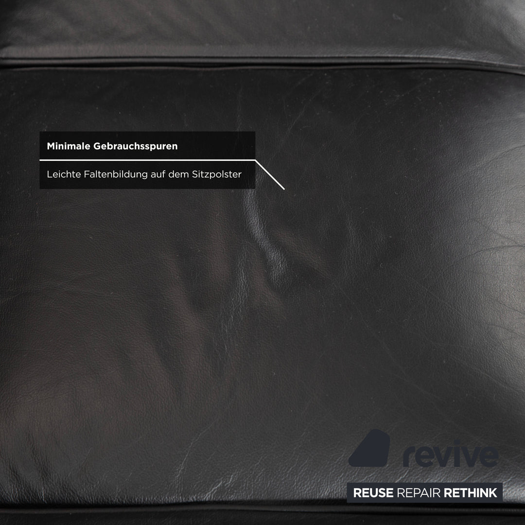 Chesterfield Leder Dreisitzer Schwarz Sofa Couch