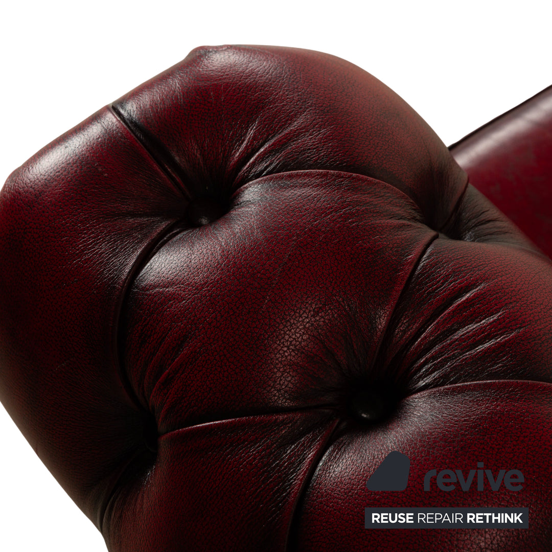 Chesterfield Leder Dreisitzer + Zweisitzer + Sessel Rot Braun Sofa Couch Vintage