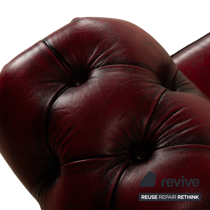 Chesterfield Leder Dreisitzer + Zweisitzer + Sessel Rot Braun Sofa Couch Vintage