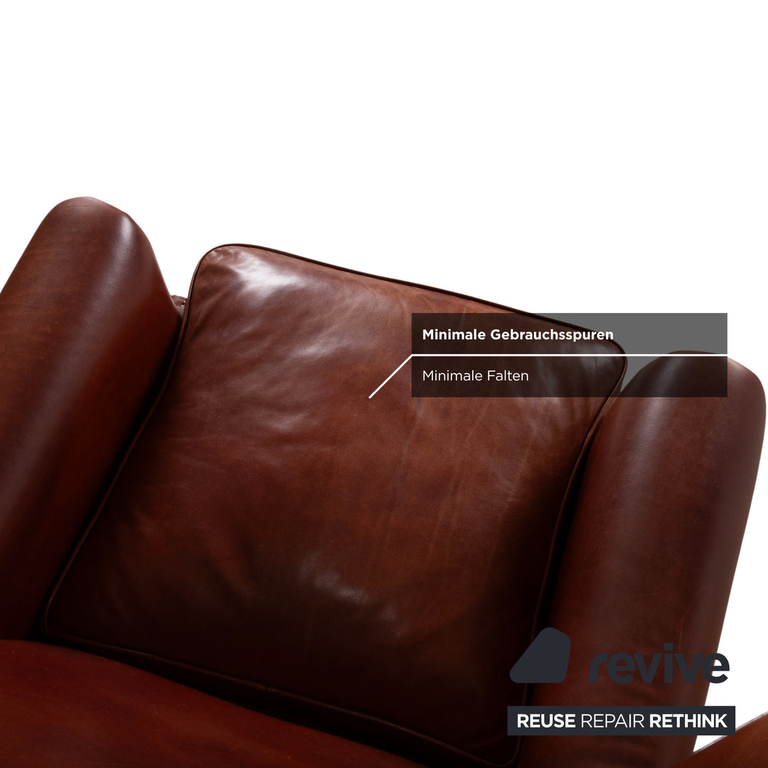 Ensemble Chesterfield en cuir 2 fauteuils marron cognac vintage