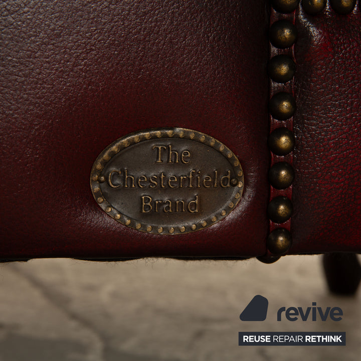 Chesterfield Leder Liege Rot Braun Vintage