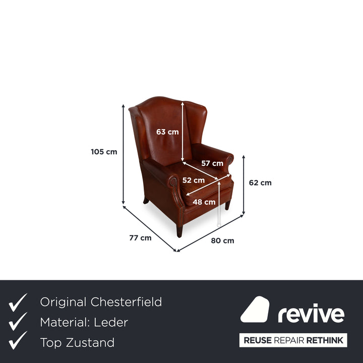 Chesterfield Leder Sessel Braun Cognac Vintage