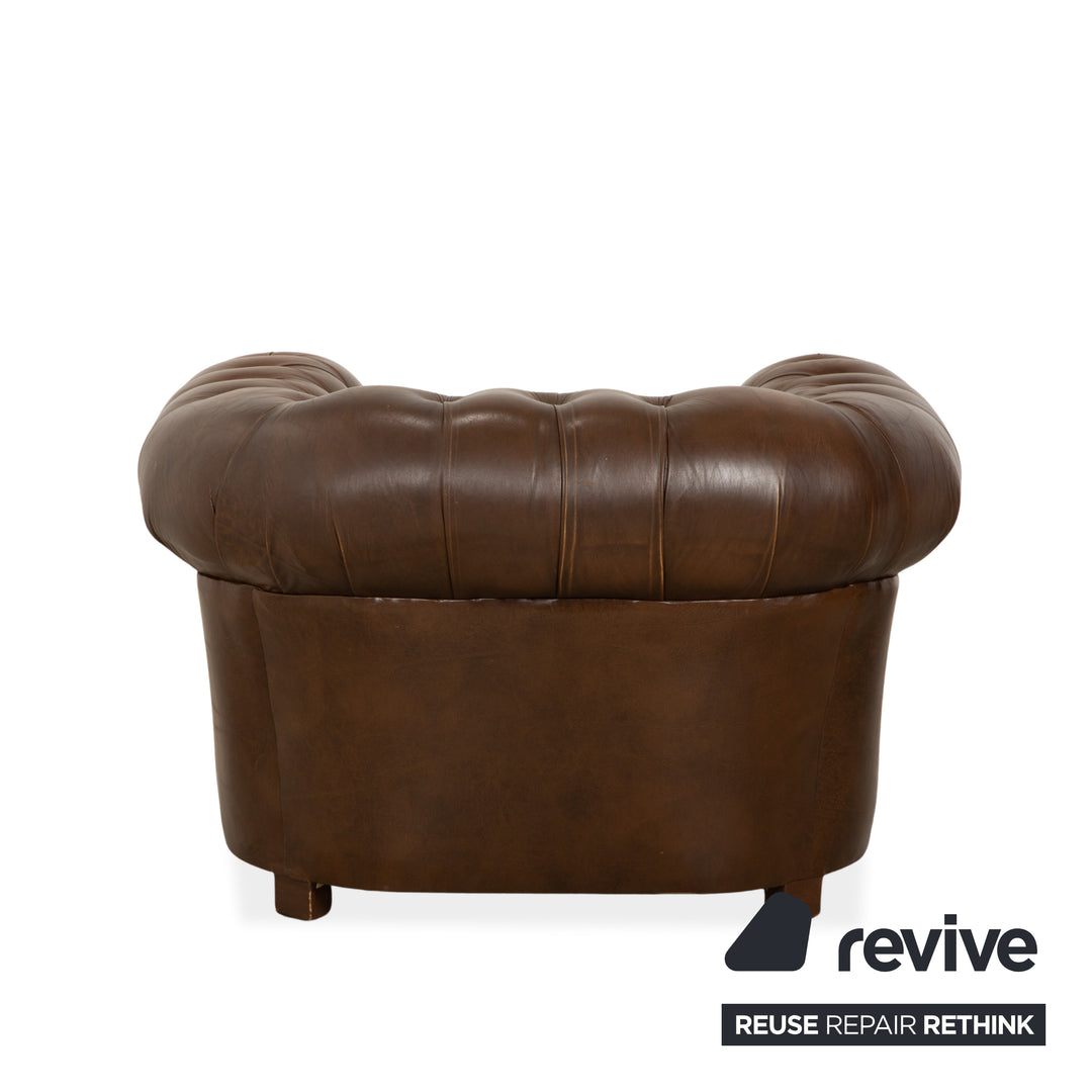 Chesterfield Leder Sessel Braun Vintage