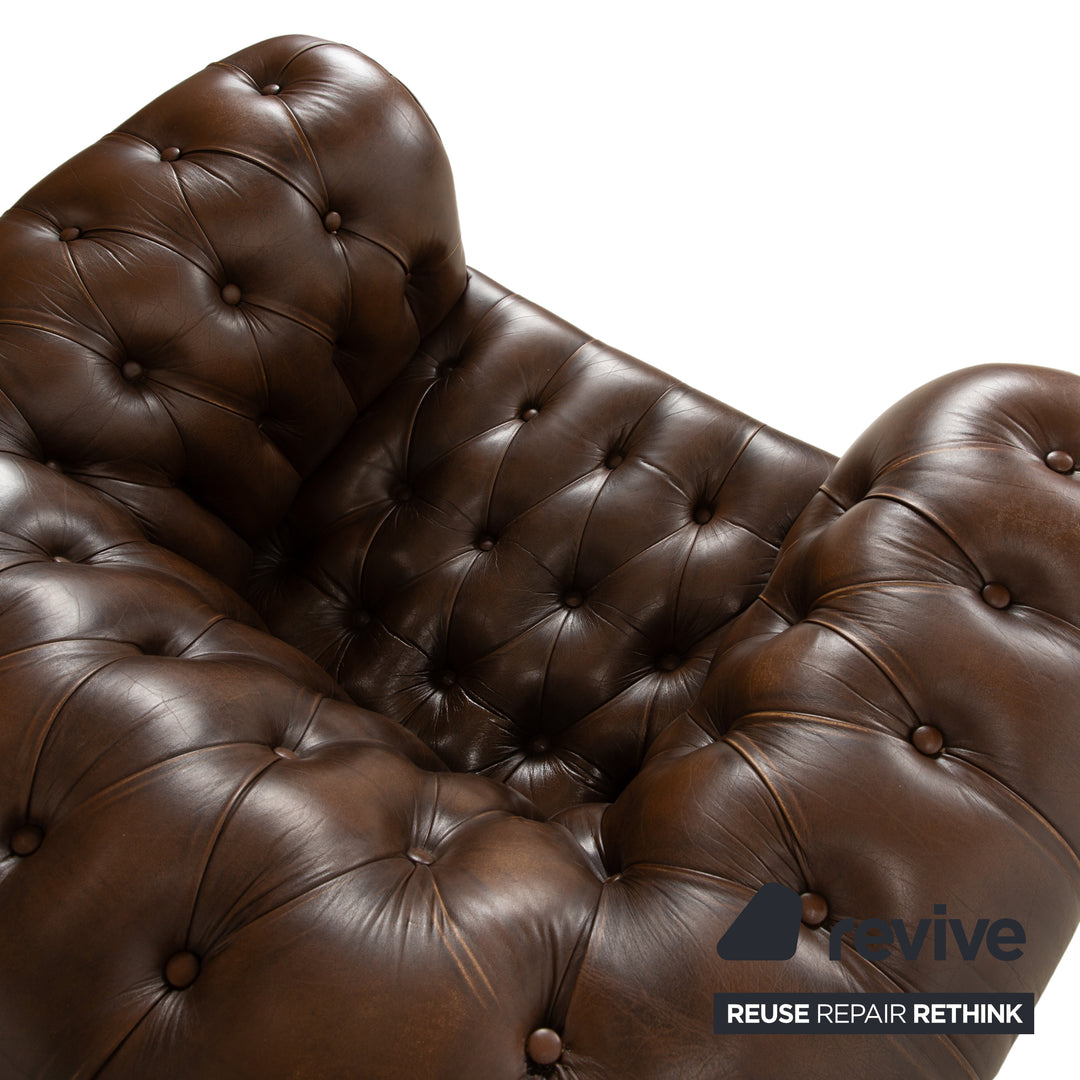 Chesterfield Leder Sessel Braun Vintage