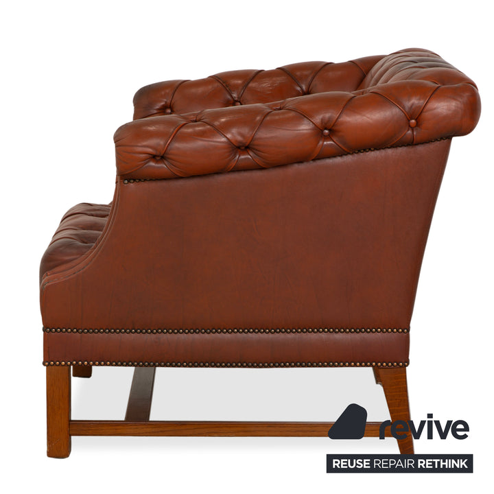 Chesterfield Leder Sessel Braun Vintage