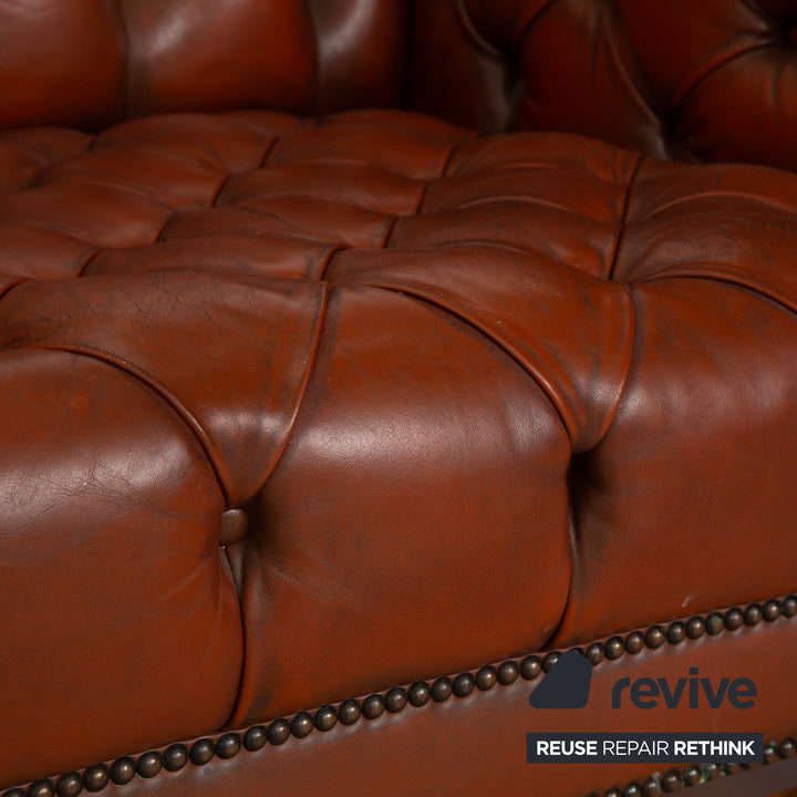 Chesterfield Leder Sessel Braun Vintage