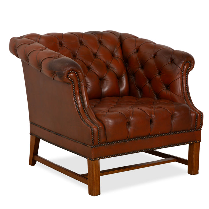 Chesterfield Leder Sessel Braun Vintage