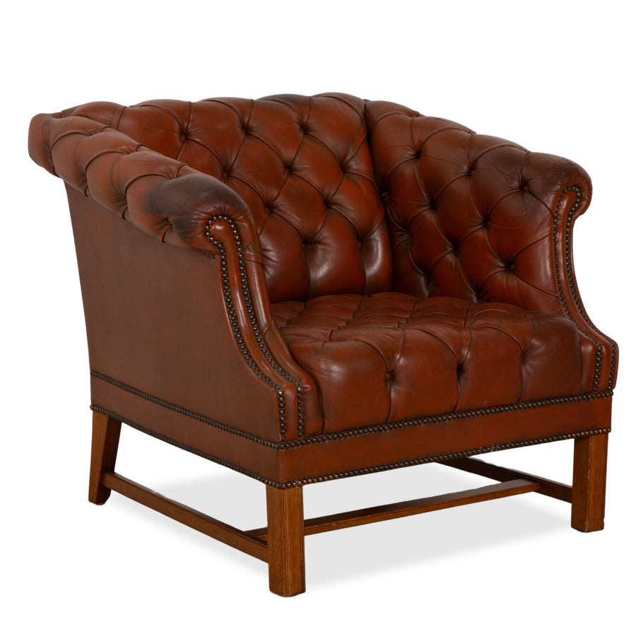 Chesterfield Leder Sessel Braun Vintage