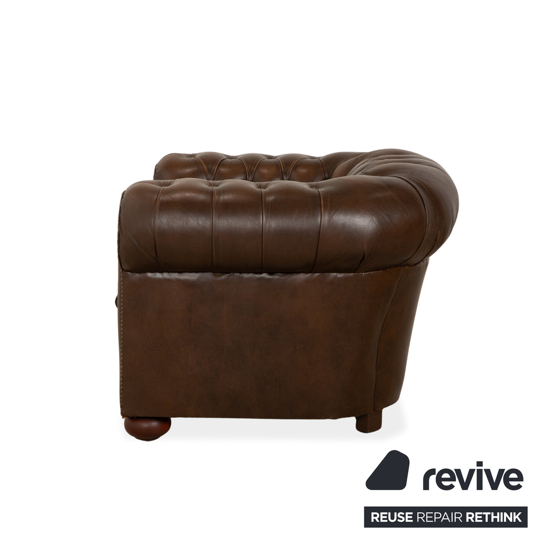 Chesterfield Leder Sessel Braun Vintage