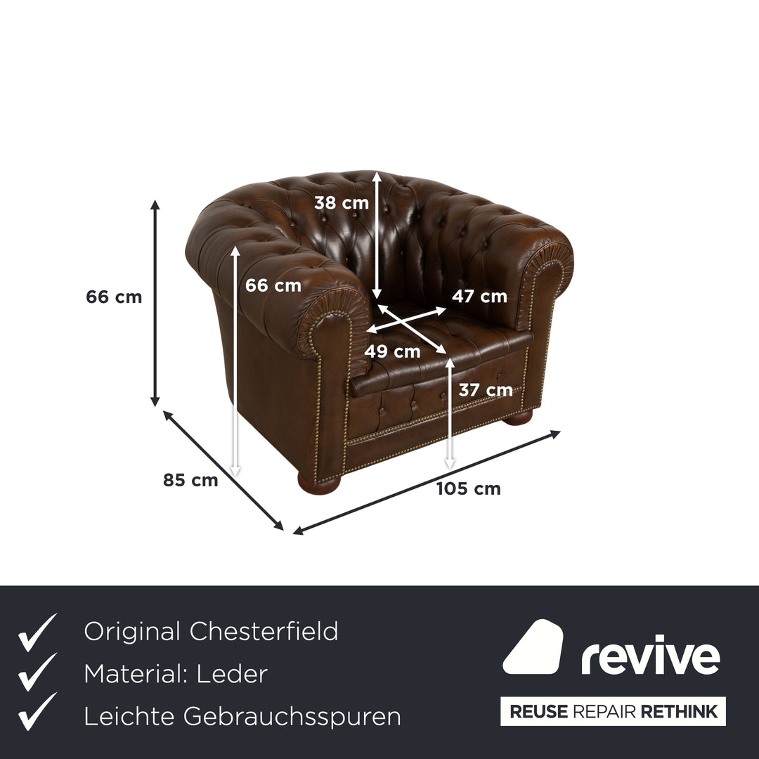 Chesterfield Leder Sessel Braun Vintage