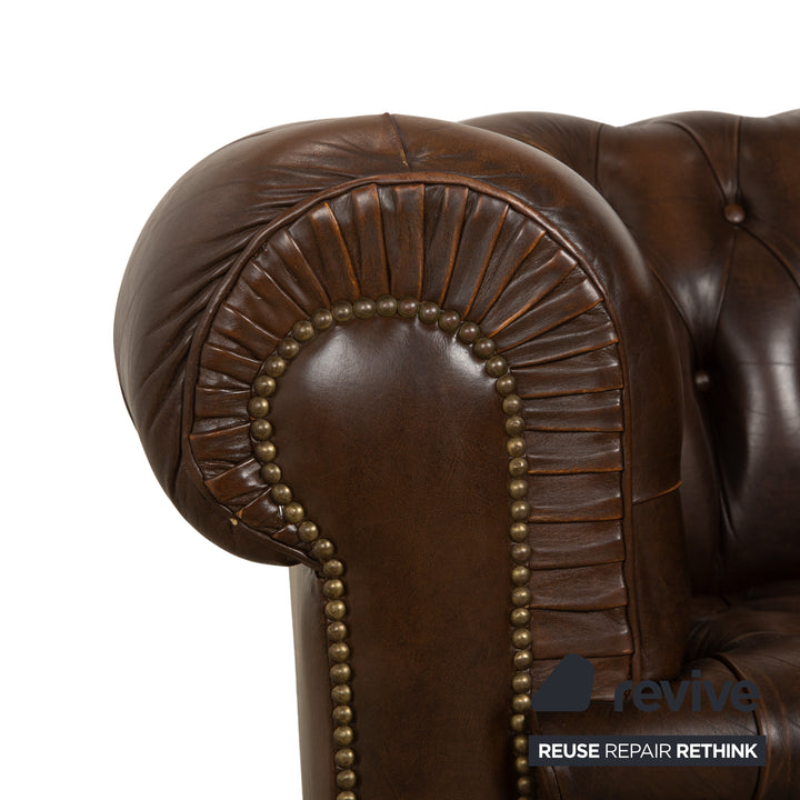 Chesterfield Leder Sessel Braun Vintage