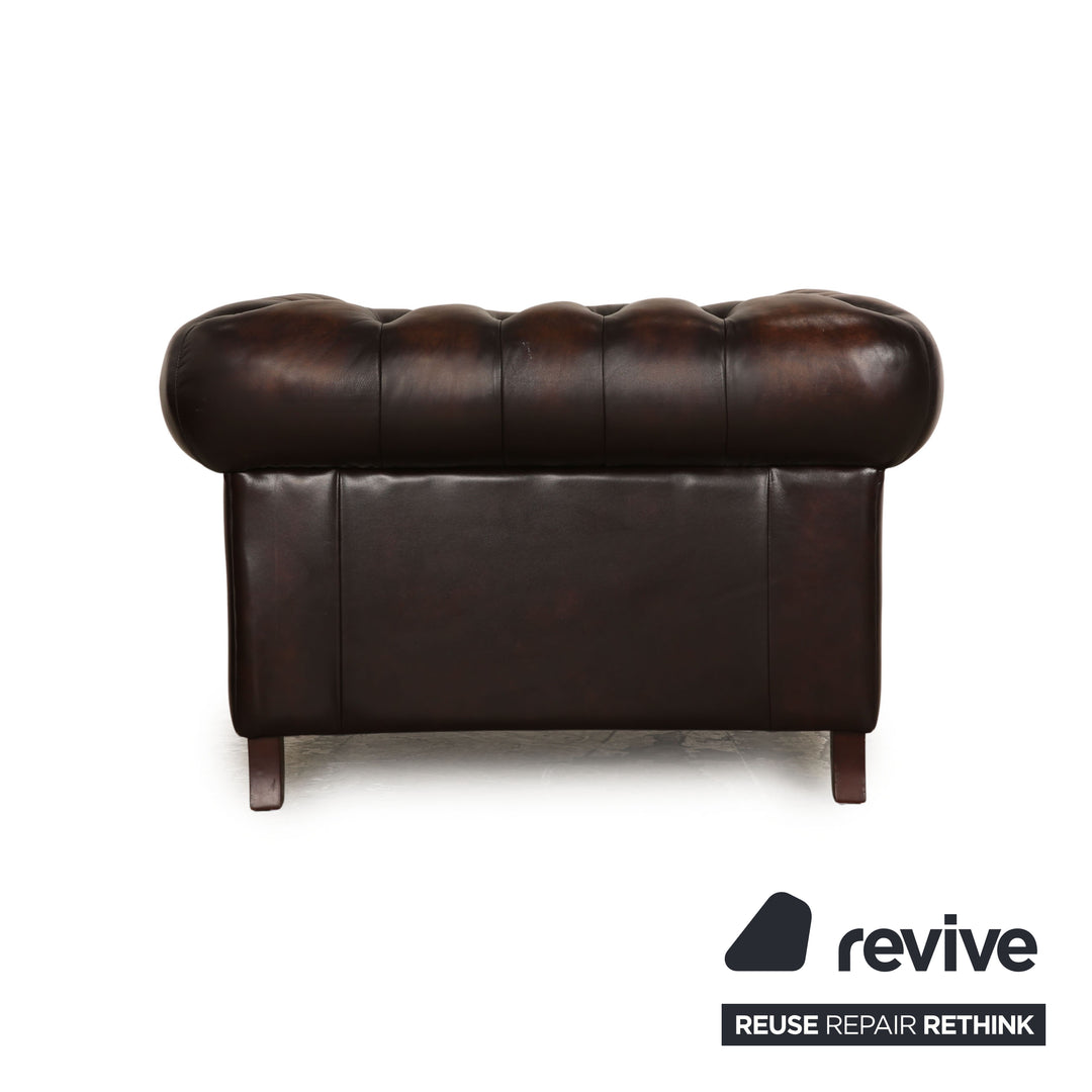 Chesterfield Leder Sessel Braun Vintage