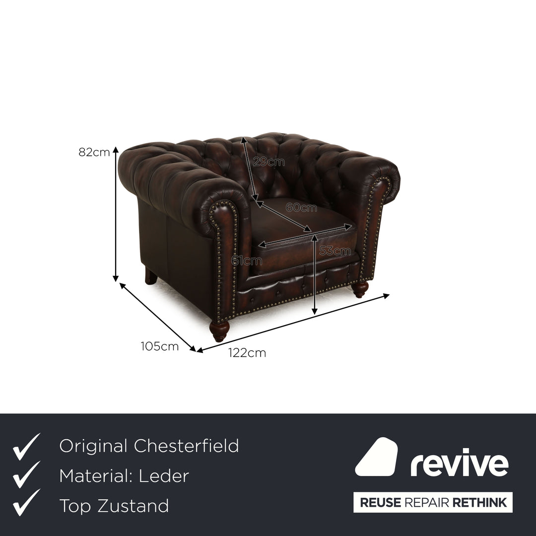 Chesterfield Leder Sessel Braun Vintage