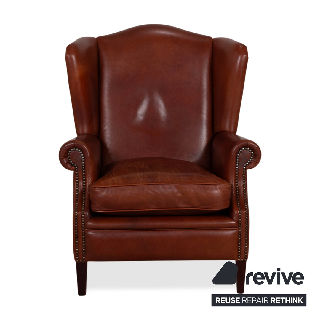 Chesterfield Leder Sessel Braun Cognac Vintage