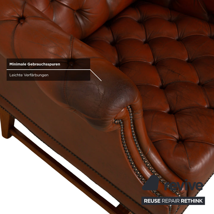 Chesterfield Leder Sessel Braun Vintage
