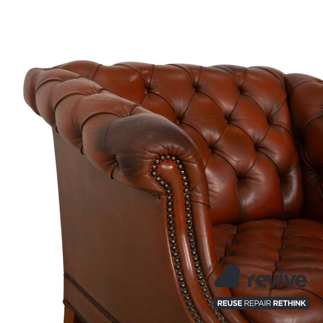 Chesterfield Leder Sessel Braun Vintage