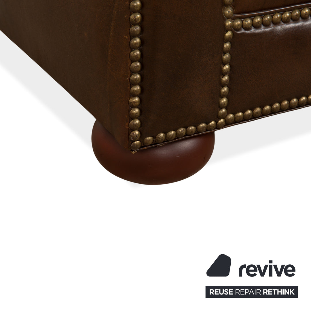 Chesterfield Leder Sessel Braun Vintage