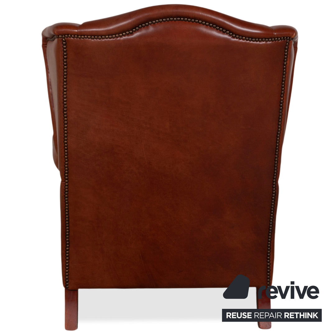 Chesterfield Leder Sessel Braun Cognac Vintage