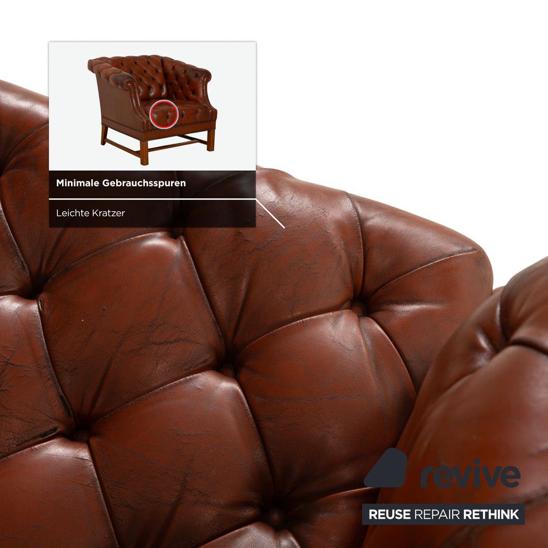 Chesterfield Leder Sessel Braun Vintage