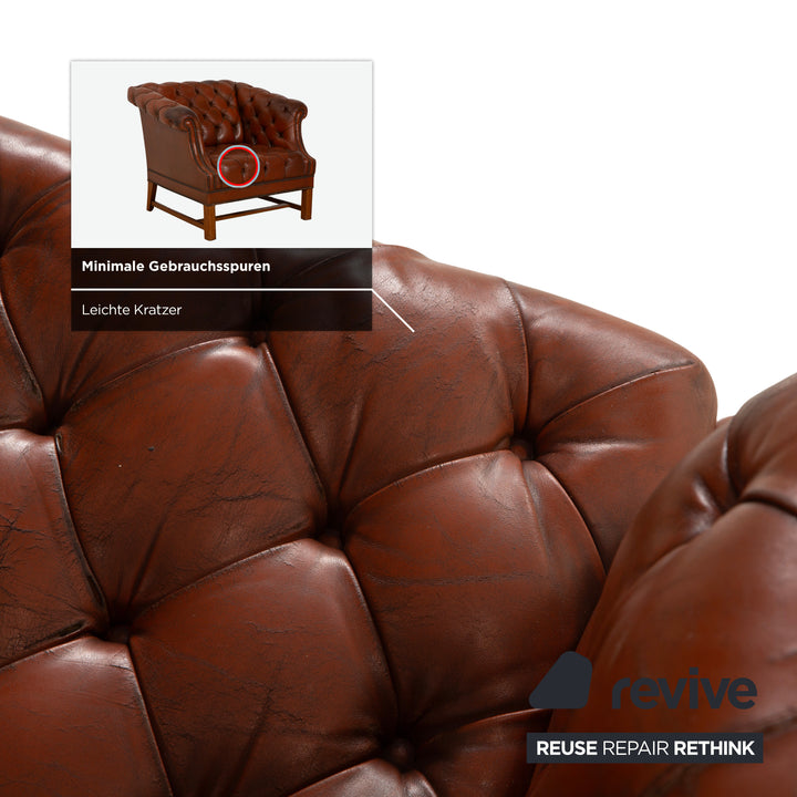 Chesterfield Leder Sessel Braun Vintage
