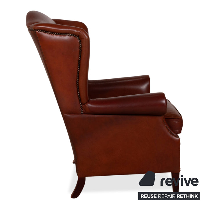 Chesterfield Leder Sessel Braun Cognac Vintage