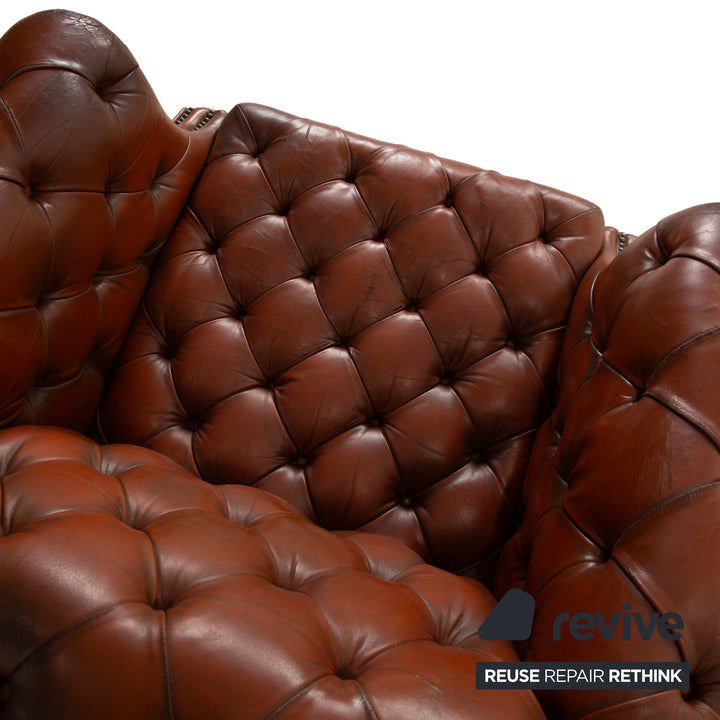 Chesterfield Leder Sessel Braun Vintage