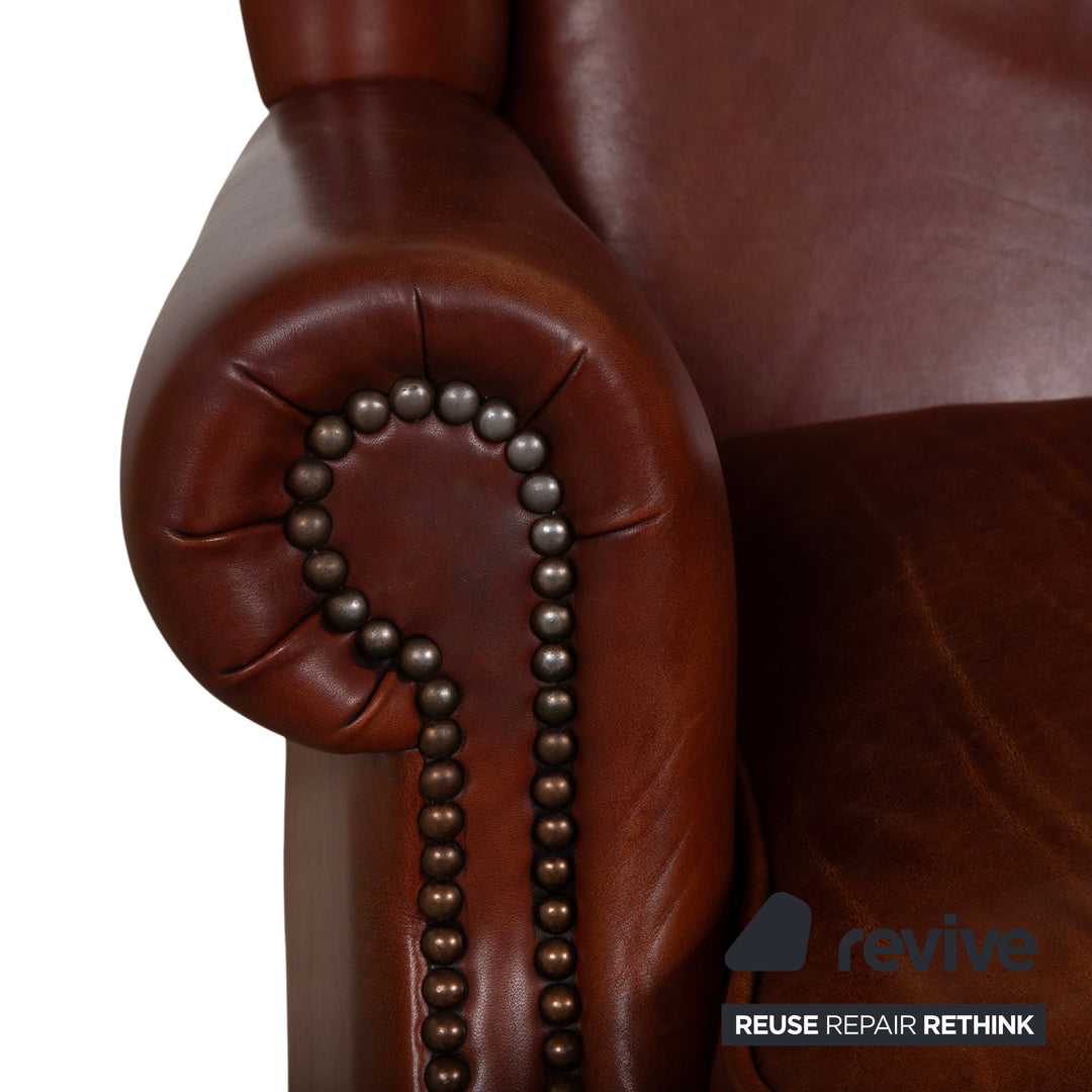 Chesterfield Leder Sessel Braun Cognac Vintage