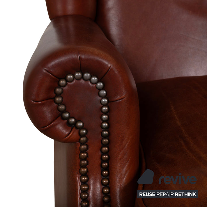 Chesterfield Leder Sessel Braun Cognac Vintage