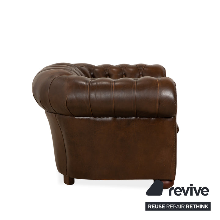 Chesterfield Leder Sessel Braun Vintage