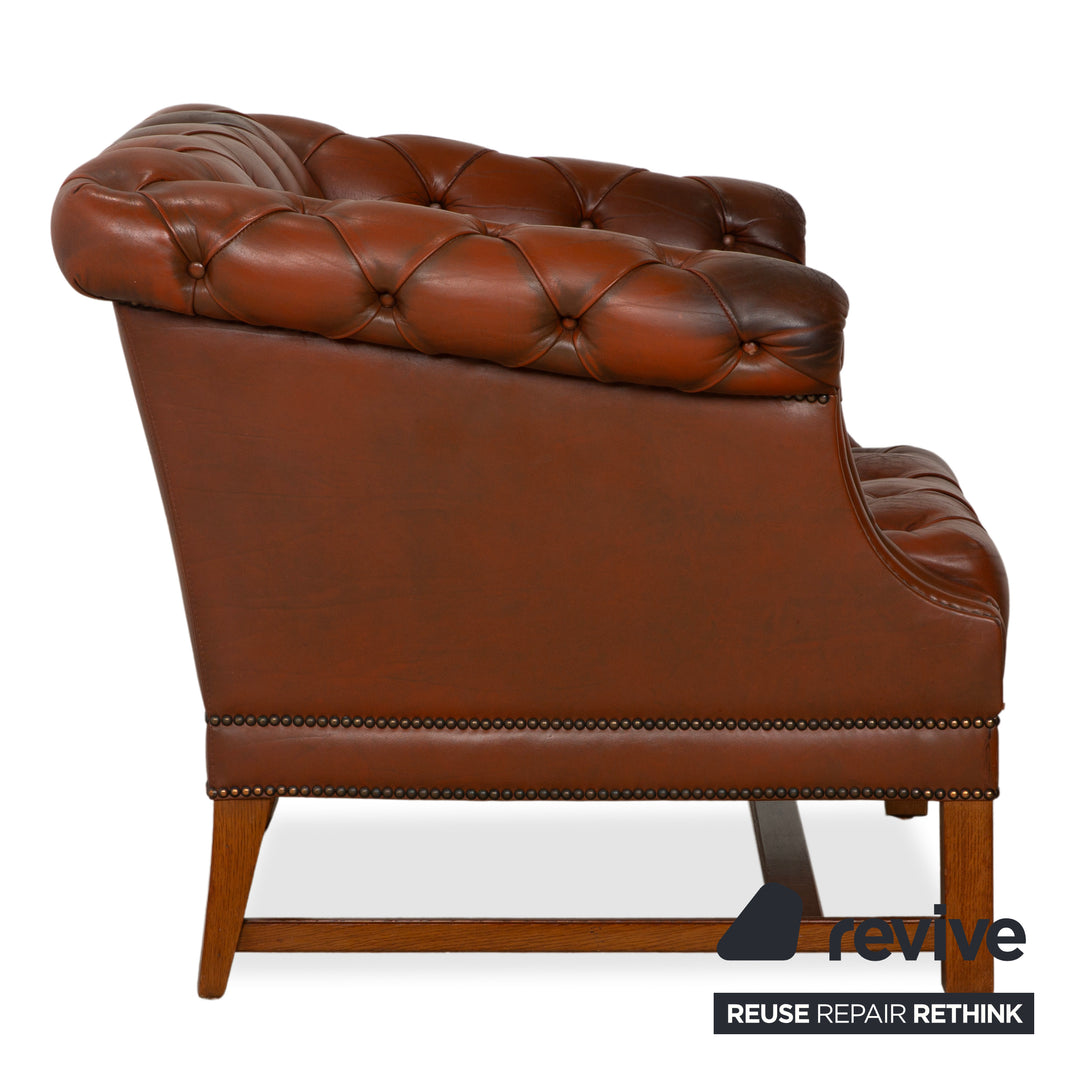 Chesterfield Leder Sessel Braun Vintage