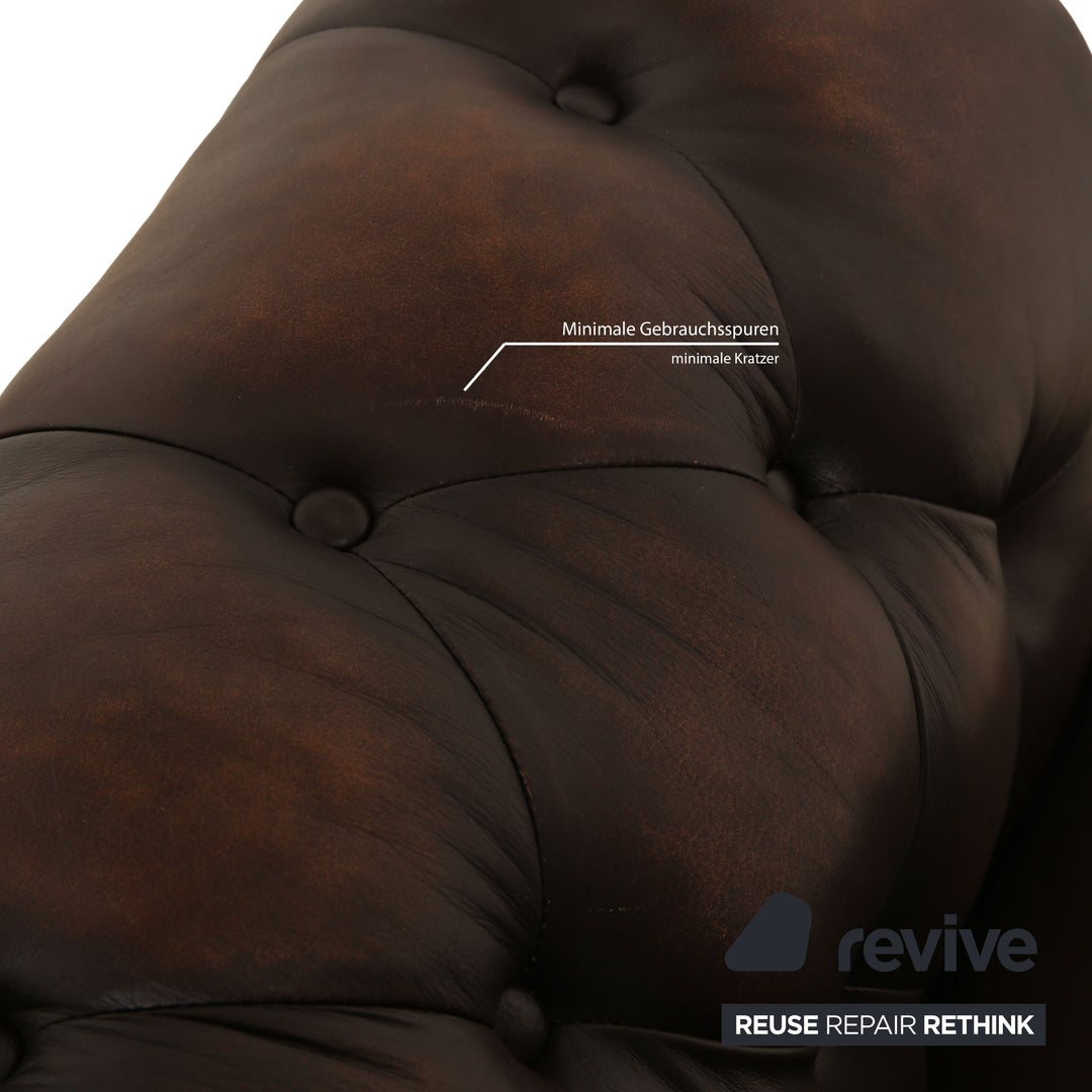 Chesterfield Leder Sessel Braun Vintage
