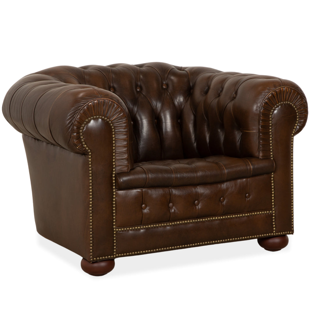 Chesterfield Leder Sessel Braun Vintage