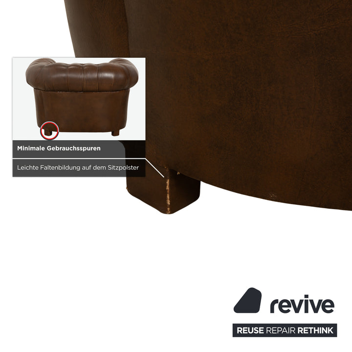 Fauteuil Chesterfield Cuir Marron Vintage