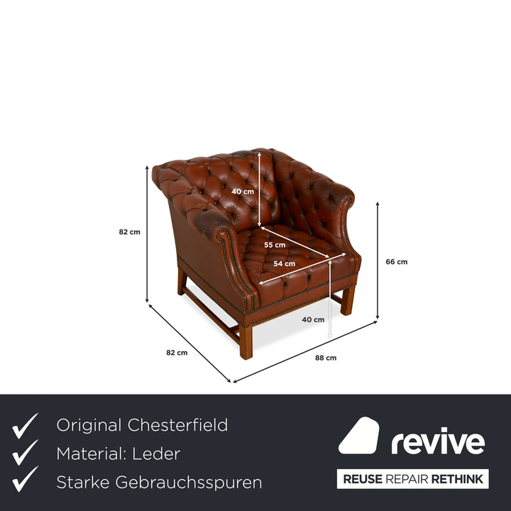 Chesterfield Leder Sessel Braun Vintage