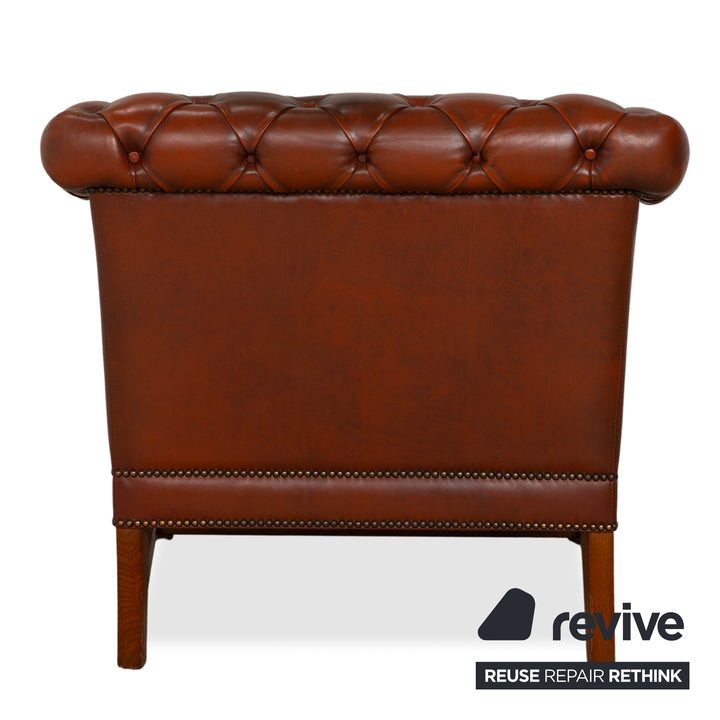 Chesterfield Leder Sessel Braun Vintage