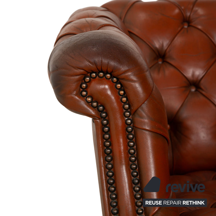 Chesterfield Leder Sessel Braun Vintage