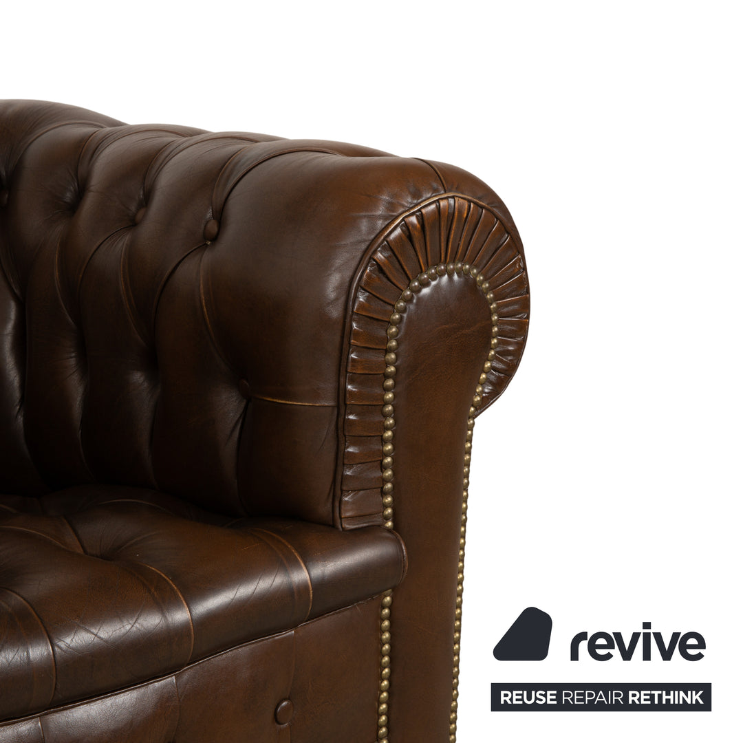 Fauteuil Chesterfield Cuir Marron Vintage