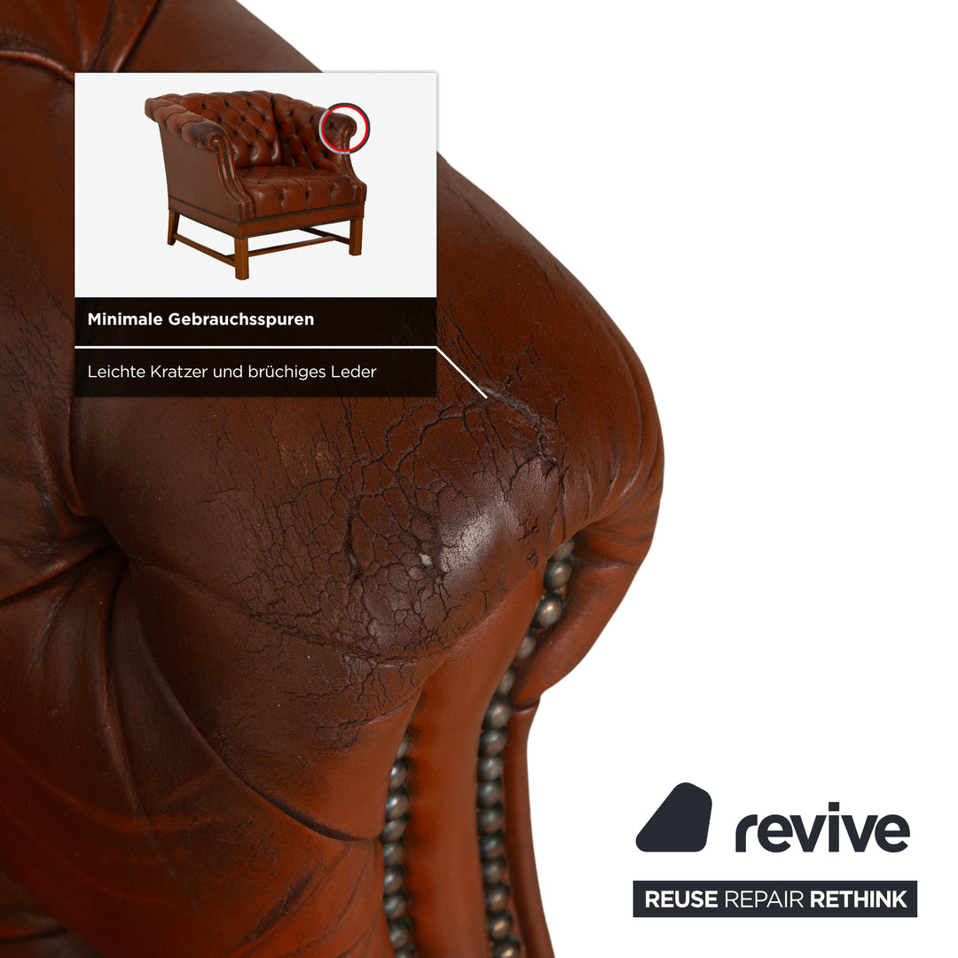 Chesterfield Leder Sessel Braun Vintage