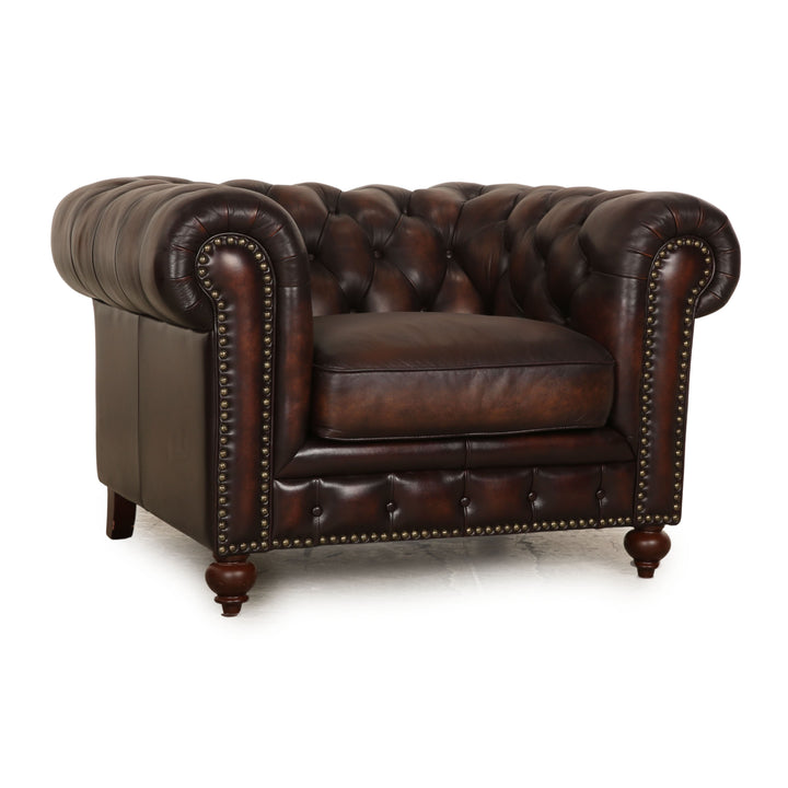 Chesterfield Leder Sessel Braun Vintage