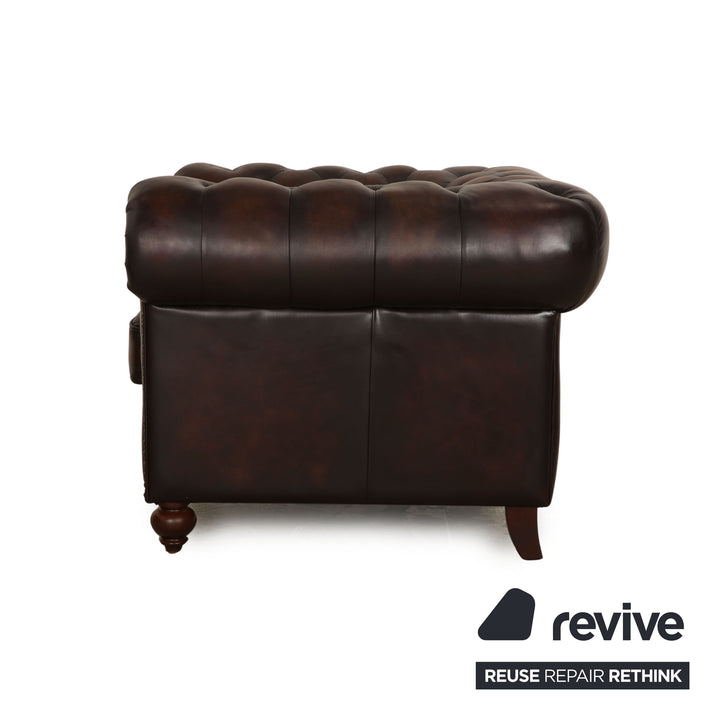 Chesterfield Leder Sessel Braun Vintage