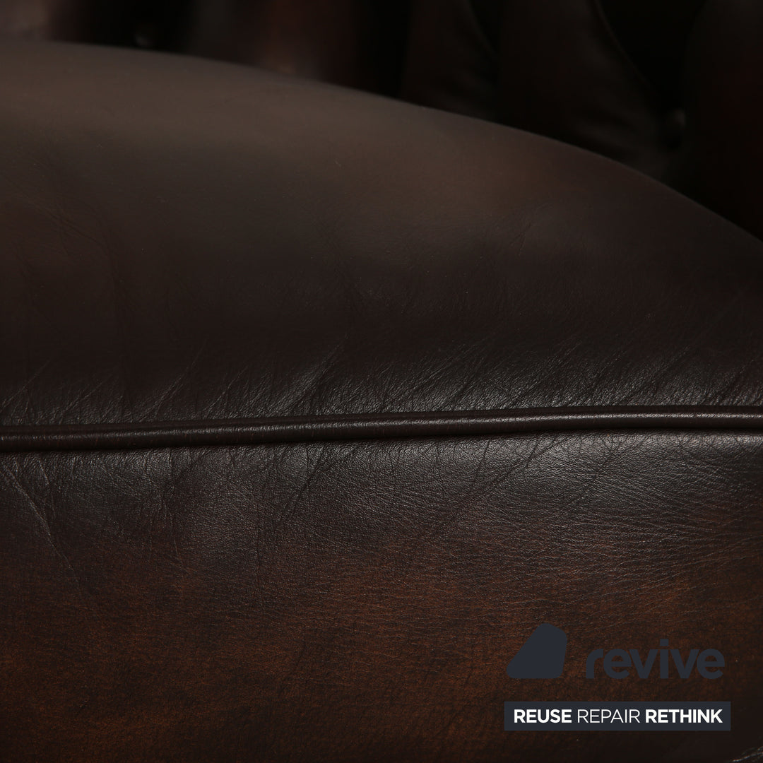 Chesterfield Leder Sessel Braun Vintage