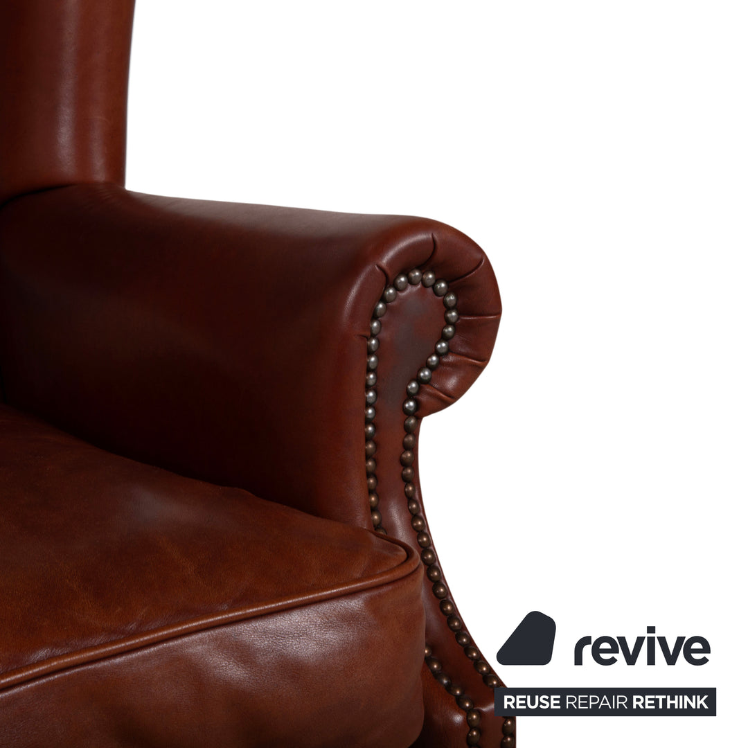 Chesterfield Leder Sessel Braun Cognac Vintage