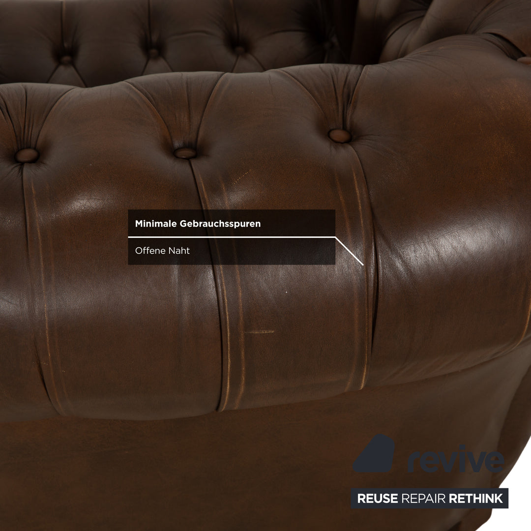 Chesterfield Leder Sessel Braun Vintage