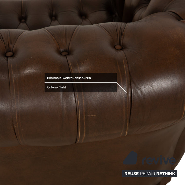 Chesterfield Leder Sessel Braun Vintage