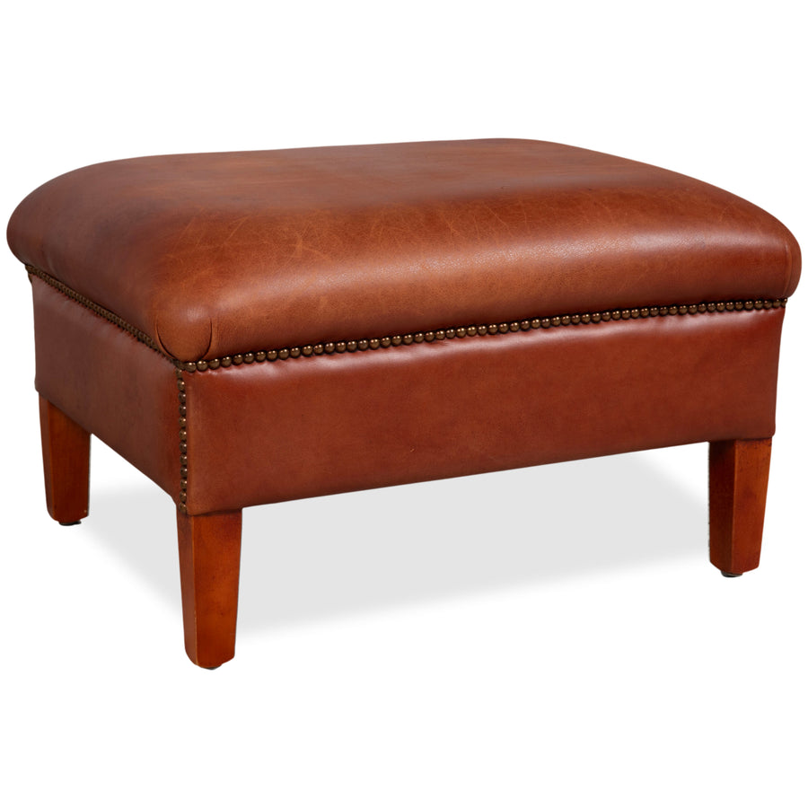 Chesterfield Leder Braun Cognac Sessel Hocker Vintage